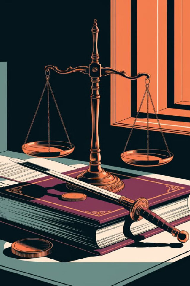 Ilustração da balança e da espada da Justiça