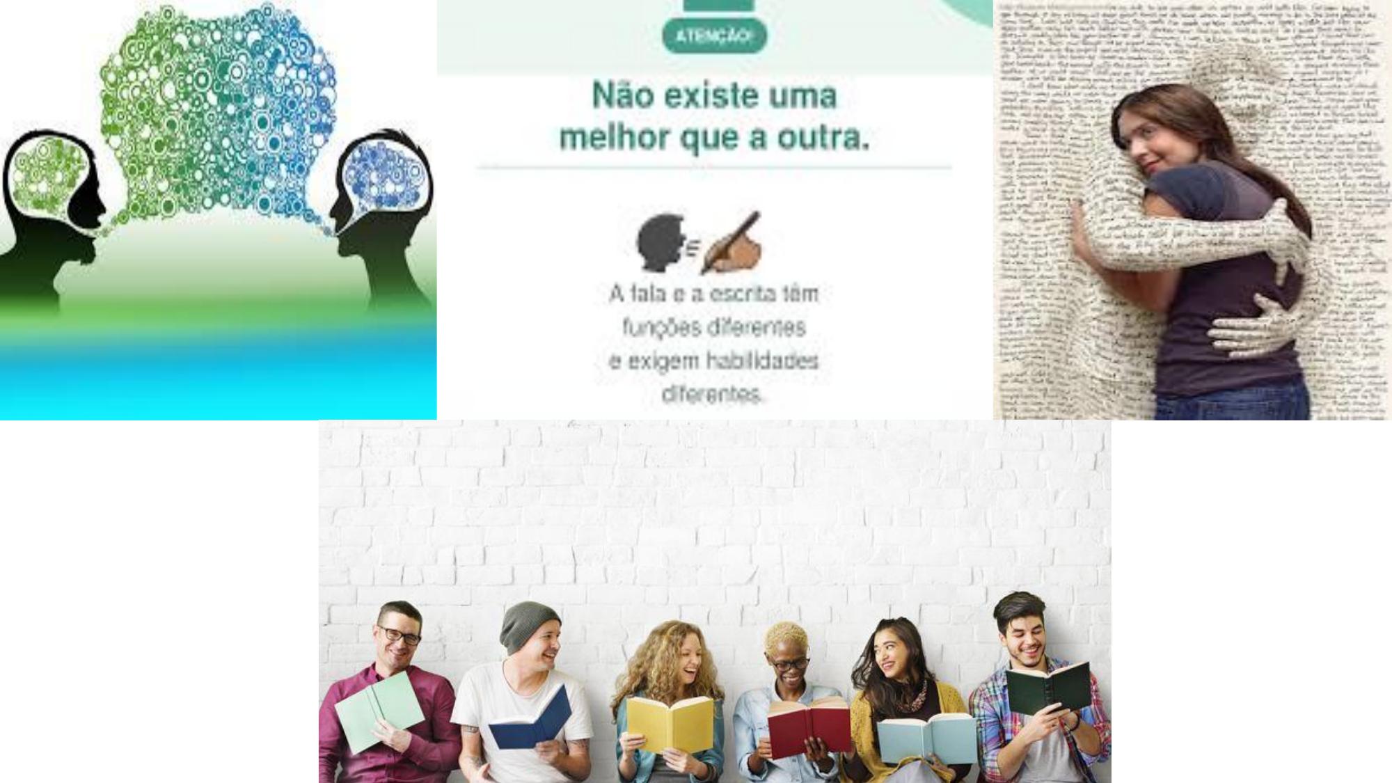 Slide: não existe uma melhor que a outra — fala e escrita têm funções diferentes